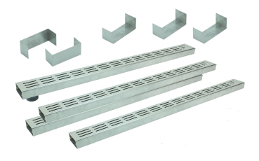 Entwässerungsrinnen Edelstahl superflach Rost Längsschlitzdesign SET Typ 4, System 35/80